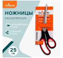 Ножницы канцелярские 25 см, ручки пластиковые с резиновыми вставками