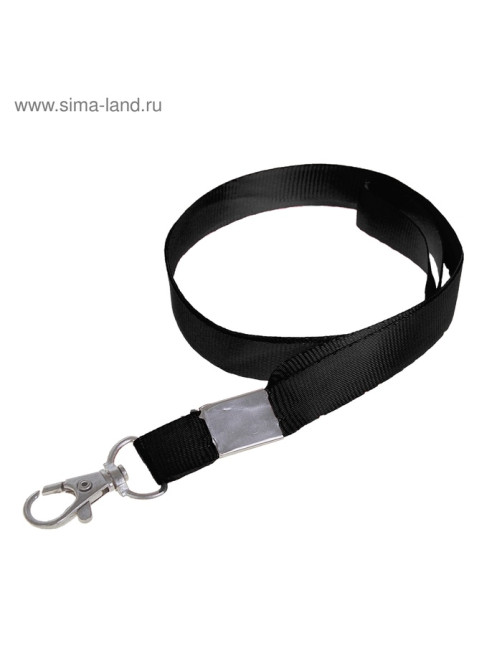 Лента для бейджа, 15 мм × 80 см, с металлическим карабином, чёрная
