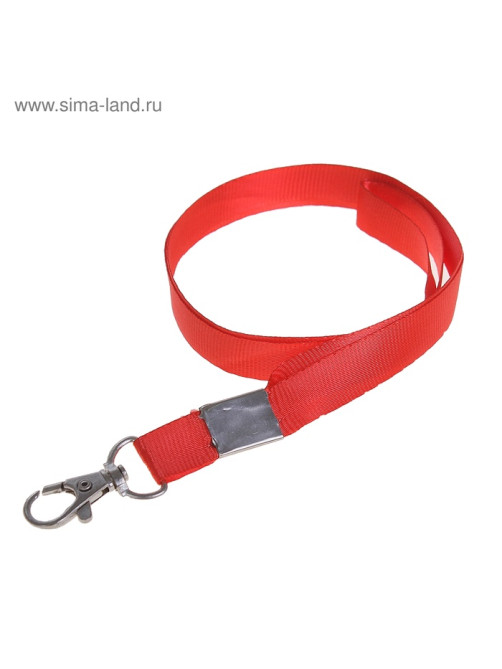 Лента для бейджа, 15 мм × 80 см, с металлическим карабином, красная