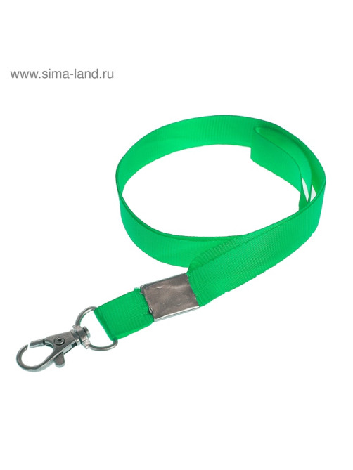 Лента для бейджа, 15 мм × 80 см, с металлическим карабином, зелёная