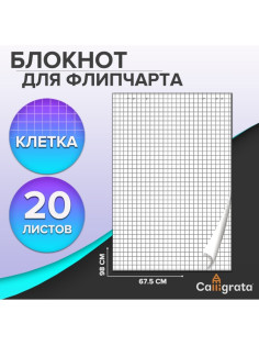 Блокнот для флипчарта в клетку Calligrata, 67.5×98 см, 20 листов, 80 г/м², белизна 92%