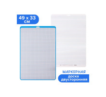 Доска маркерная A3 (49×33 см) Calligrata, двусторонняя: клетка/линейка, синяя