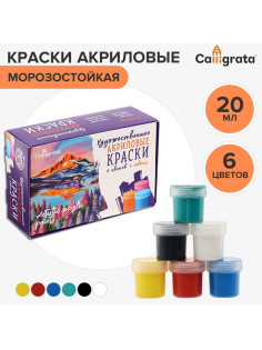 Краска акриловая, набор 6 цветов × 20 мл, Calligrata, художественная, морозостойкая, в картонной коробке