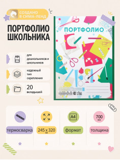 Папка-портфолио пластиковая А4, Calligrata «Лицей», 20 файлов