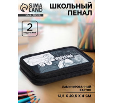 Пенал школьный, 2 секции, 12.5×20.5×4 см«Аниме принт»