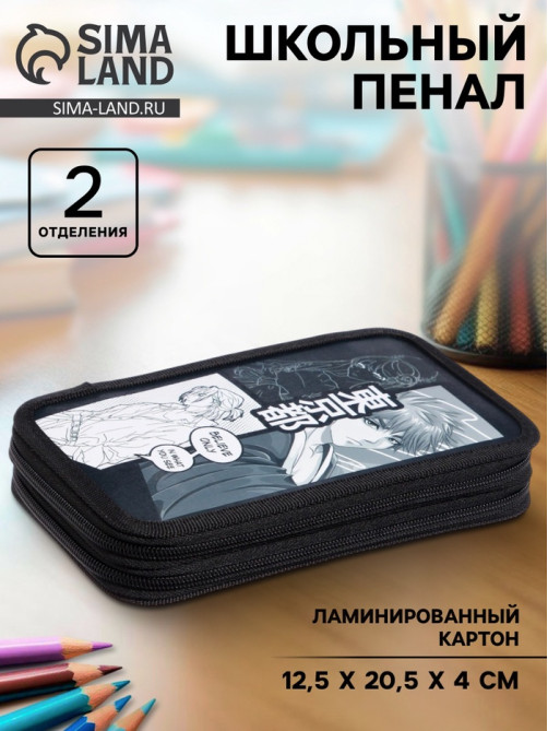 Пенал школьный, 2 секции, 12.5×20.5×4 см«Аниме принт»