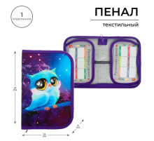 Пенал школьный, 1 секция, 13×21×4 см «Совушка»