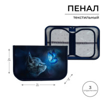Пенал школьный, 3 секции, 14×21×4 см «Милый котик»