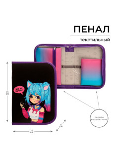 Пенал школьный, 1 секция, 14×21×4 см «Корги»