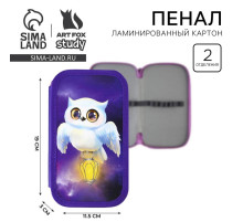 Пенал школьный, 2 секции, 19×10.5 см «Совушка»
