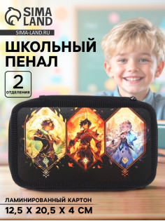 Пенал школьный, 2 секции, 12.5×20.5×4 см «Аниме game»