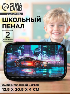Пенал школьный, 2 секции, 12.5×20.5×4 см «Драйв»