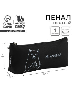 Пенал школьный, текстиль, 20×8×3 см «Не умничай»