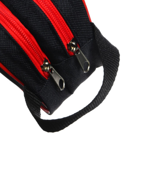 Пенал школьный Calligrata Black «Чёрно-красный», мягкий, 2 отделения, 100×220×70 мм, объёмный, с ручкой
