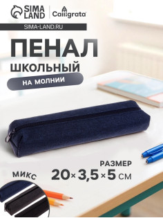 Пенал школьный на молнии Calligrata «Джинс», 1 отделение, текстиль, МИКС