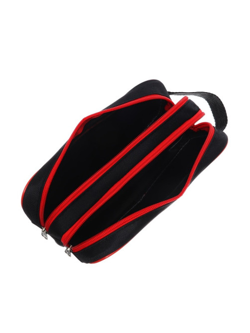 Пенал школьный Calligrata Black «Чёрно-красный», мягкий, 2 отделения, 100×220×70 мм, объёмный, с ручкой