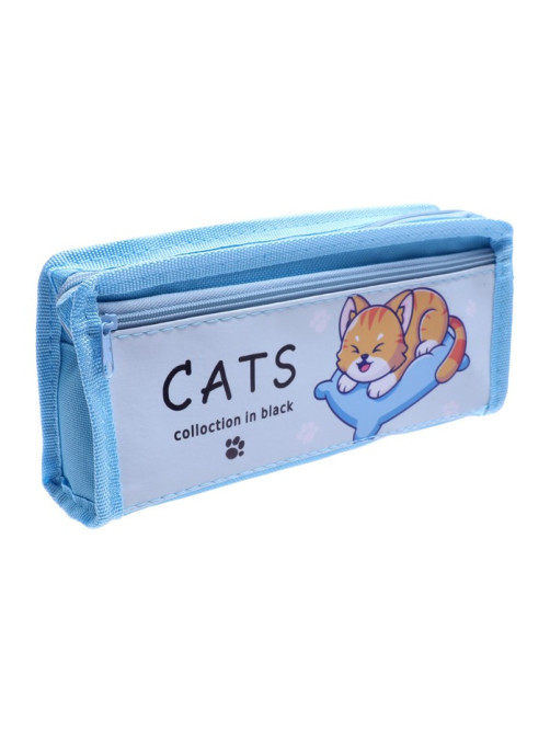 Пенал школьный на молнии Calligrata «Котик», 2 отделения, МИКС