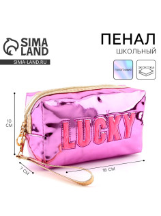 Пенал школьный, искусственная кожа, Lucky, 18×10×7 см