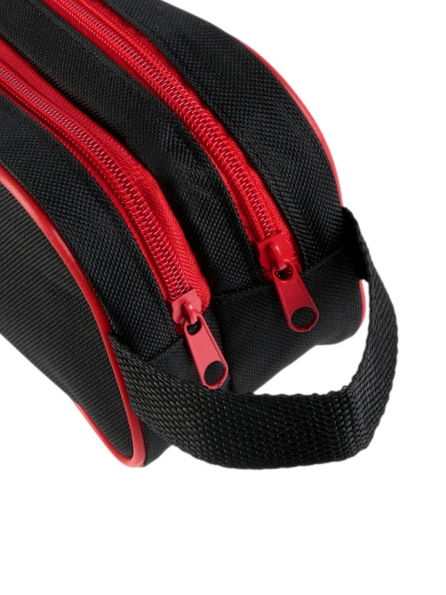 Пенал школьный Calligrata Black «Чёрно-красный», мягкий, 2 отделения, 100×220×70 мм, объёмный, с ручкой