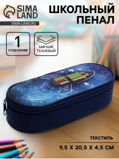 Пенал школьный, футляр, текстиль, 9.5×20.5×4.5 см «Ракета»