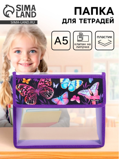 Папка для тетрадей, А5, пластиковая, 23×19×5 см