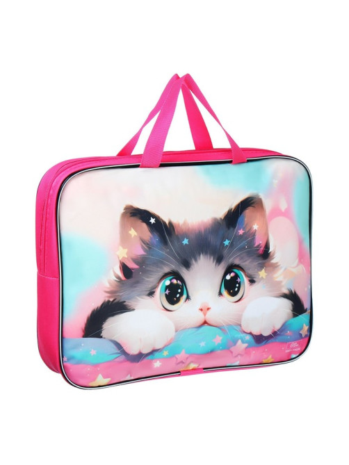 Папка для труда, А4, текстильная, 35×27×7 см «Котик корея»
