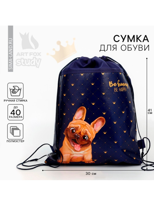 Мешок для обуви «Мопсик» (полиэстер) 41×30 см