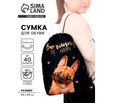Мешок для обуви «Бульдожка» (с карманом) 42×34 см