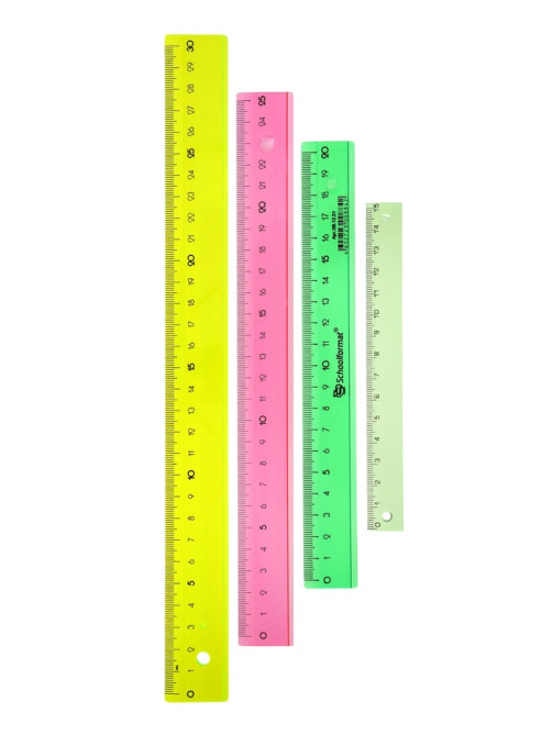 Набор пластиковых линеек Calligrata, 4 штуки (15, 20, 25 и 30 см), прозрачные, МИКС