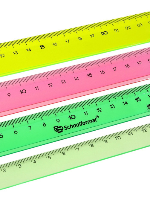 Набор пластиковых линеек Calligrata, 4 штуки (15, 20, 25 и 30 см), прозрачные, МИКС