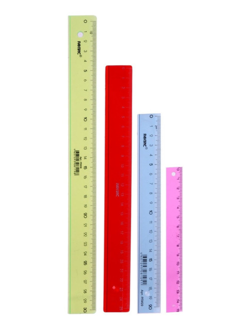 Набор пластиковых линеек Calligrata, 4 штуки (15, 20, 25 и 30 см), прозрачные, МИКС