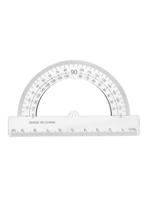 Транспортир пластиковый, 10 см, 180°, прозрачный