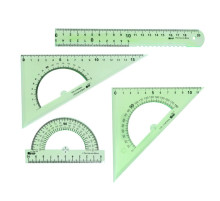 Набор чертёжный Calligrata, 4 предмета (линейка 20 см, 2 треугольника 30°/60°, 45°/45°, транспортир), МИКС