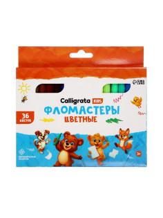 Фломастеры 36 цветов, вентилируемый колпачок, в картонной коробке