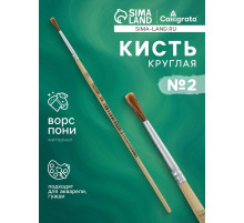 Кисть для рисования, пони, № 2, круглая, деревянная ручка, международный размер