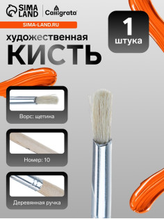 Кисть для рисования, щетина, № 10, круглая, деревянная ручка, международный размер