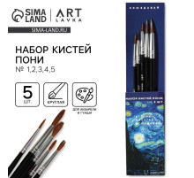 Кисть для рисования набор 5 шт. пони №1,2,3,4,5 «Ван Гог»