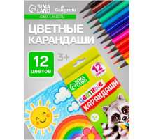 Карандаши Calligrata цветные заточенные, 12 цветов, пластиковые, в картонной коробке