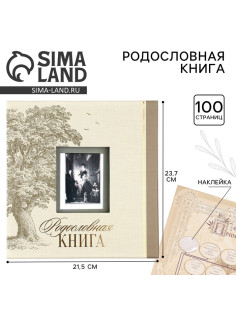 Родословная книга с рамкой под фото «Семейная», 21.5×23.7 см