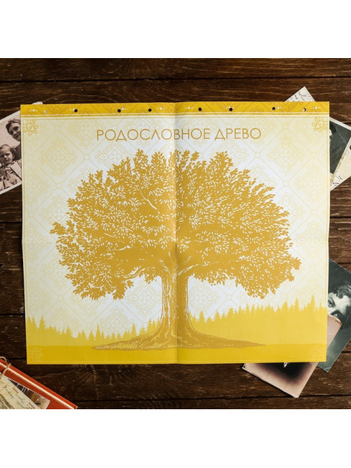 Родословная книга «Семейная», с деревянным элементом, 84 страницы, 24.5×23×4 см