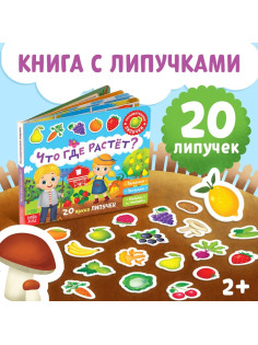 Книжка с липучками «Что где растёт?» 12 стр.