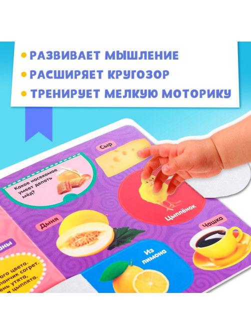 Книжка картонная с окошками «Цвета», 10 стр.