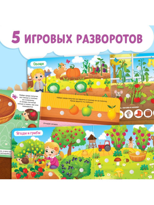 Книжка с липучками «Что где растёт?» 12 стр.
