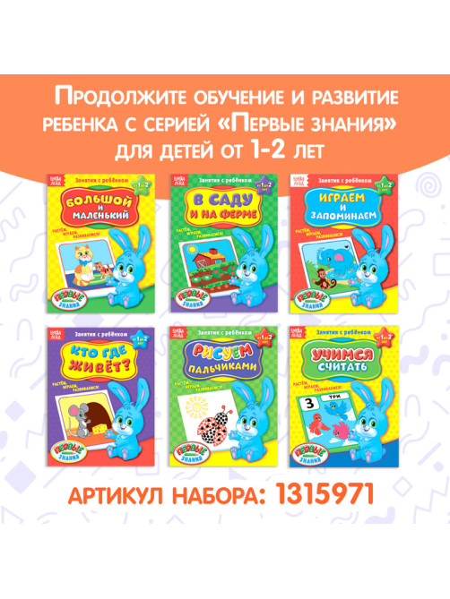 Обучающие книги «Полный годовой курс. Серия от 0 до 1 года», 6 книг по 16 стр., в папке