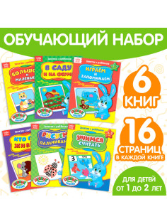 Обучающие книги «Полный годовой курс. Серия от 1 до 2 лет», 6 книг по 16 стр., в папке