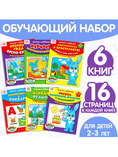 Обучающие книги «Полный годовой курс. Серия от 2 до 3 лет», 6 книг по 16 стр., в папке