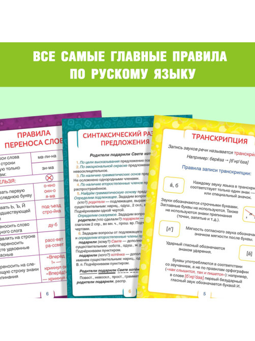 Шпаргалки по русскому языку набор «Для начальной школы», 6 шт.
