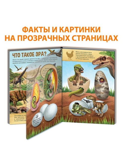 Энциклопедия с прозрачными страницами «Эра динозавров», 30 стр.
