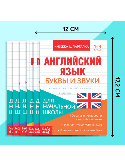 Книги-шпаргалки набор для начальной школы, 6 книг по 8 стр.