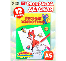 Раскраска детская «Лесные животные», 12 стр.